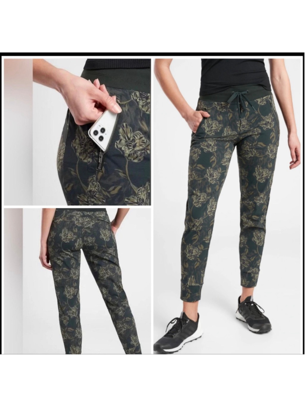 Athleta Trekkie North Printed Jogger Size 16 Green Floral
